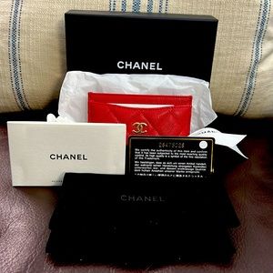 CHANEL CAMELLIA CAVIAR LIPSTICK RED CARD HOLDER- Full set!